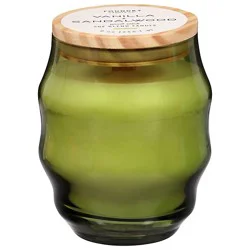 Oz Green Curvy Tinted Glass With Flat Wood Lid Vanilla Sandalwood - 9 Oz