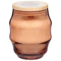 9 Oz Soft Pink Curvy Tinted Glass With Flat Wood Lid Saffron Patchouli - 9 Oz
