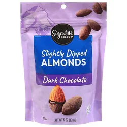 Signature Select Slightly Dipped Dark Chocolate Almonds 6 Oz - 6 Oz