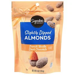 Signature Select Slightly Dipped French Vanilla Dark Chocolate Almonds 6 Oz - 6 Oz