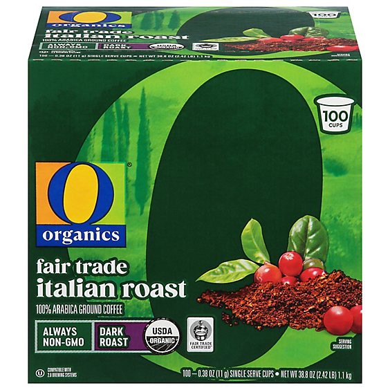 slide 1 of 1, O Organic Italian Roast Coffee Pods 100 Ct - 100 Ct, 100 ct