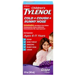 Children's Tylenol Cold Plus Cough Plus Runny Nose Grape - 8 Fz