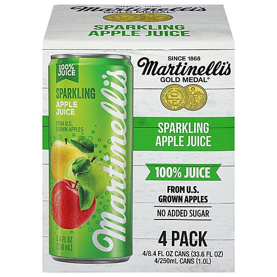slide 1 of 1, Martinelli's Sparking Apple Juice - 4-8.4 Fz, 4 ct; 8.4  fl oz