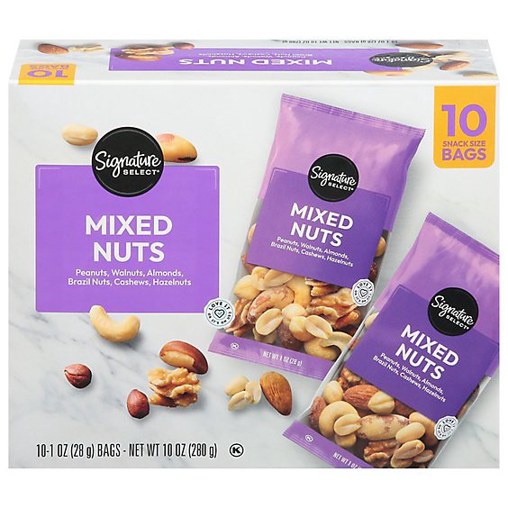 slide 1 of 1, Signature Select Raw Deluxe Mixed Nuts Multipack 10 Bags 1 Oz - 10-1 Oz, 10 ct; 1 oz