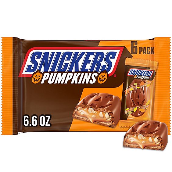 slide 1 of 1, Snickers Pumpkins 6pk - 6.6 Oz, 6.6 oz