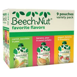 Beech-Nut Favorite Flavors Stage 2-4 Toddler Food Variety Pack, 3.5 Oz Pouch 9 Pack - 9-3.5 Oz