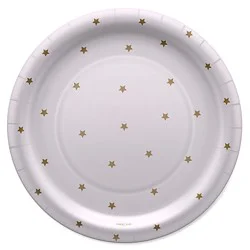American Greetings Gold Stars On White 9" Paper Plates - 10 Count