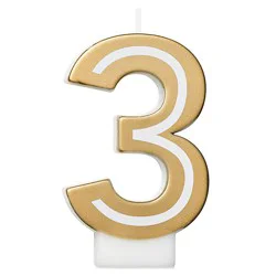 American Greetings Number 3 Gold Birthday Number Candle - Each