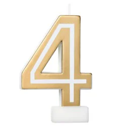 American Greetings Number 4 Gold Birthday Number Candle - Each