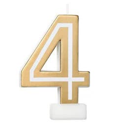 American Greetings Number 4 Gold Birthday Number Candle - Each