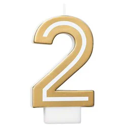 American Greetings Number 2 Gold Birthday Number Candle - Each