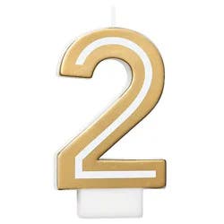 American Greetings Number 2 Gold Birthday Number Candle - Each