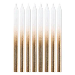 American Greetings White And Gold Ombre Birthday Candles - 8 Count