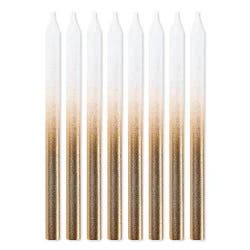 American Greetings White And Gold Ombre Birthday Candles - 8 Count