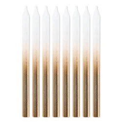 American Greetings White And Gold Ombre Birthday Candles - 8 Count