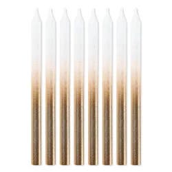American Greetings White And Gold Ombre Birthday Candles - 8 Count