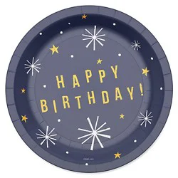 American Greetings Happy Birthday On Navy 7" Paper Plates - 10 Count