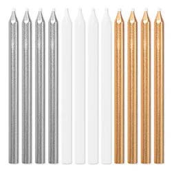 American Greetings Long Thin Assorted Metallic Birthday Candles - 12 Count