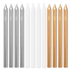American Greetings Long Thin Assorted Metallic Birthday Candles - 12 Count