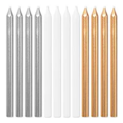 American Greetings Long Thin Assorted Metallic Birthday Candles - 12 Count