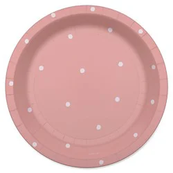 American Greetings Polka Dots On Pink 7" Paper Plates - 10 Count