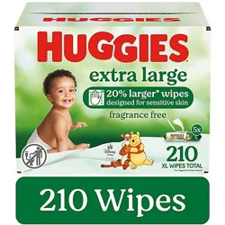 Huggies Extra Large Baby Wipes Flip-Top Packs 210 Wipes Total - 5 Count