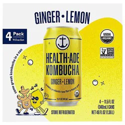Health Ade Canned Ginger Lemon Kombucha - 4-11.5f