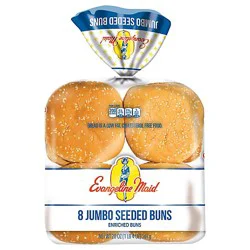 Evangeline Maid Jumbo Seeded Hamburger Buns 8 Count - 20 Oz