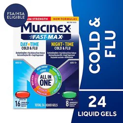 Mucinex Fast Max Day Night Cold & Flu Liquid Gels - 24 Count
