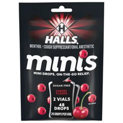 Halls Minis Cherry Sugar Free Cough Drops - 48 Ct