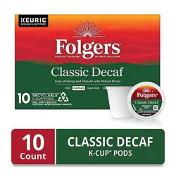 Folgers 2.40 Ounce Classic Decaf 10 Count Coffee K-Cup - 10 Ct