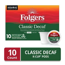 Folgers 2.40 Ounce Classic Decaf 10 Count Coffee K-Cup - 10 Ct