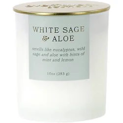 Overjoyed Boutiqe Glass Candle White Aloe & Sage - 10 Oz