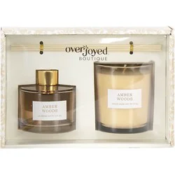 Overjoyed Boutiqe Diffuser Candle Set Amber Woods - Each