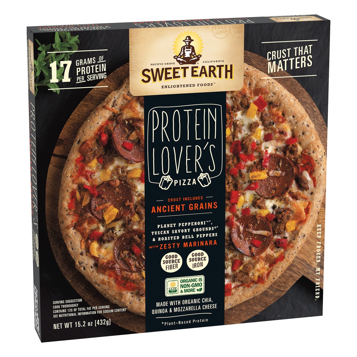 slide 2 of 10, SWEET EARTH Pizza Sweet Earth Protein Lovers Frozen Pizza with Vegan Pepperoni - 15.2oz, 15.2 oz