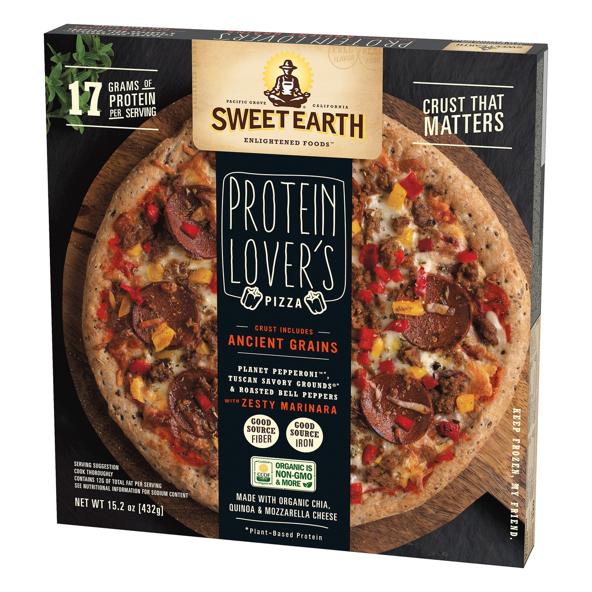 slide 3 of 10, SWEET EARTH Pizza Sweet Earth Protein Lovers Frozen Pizza with Vegan Pepperoni - 15.2oz, 15.2 oz