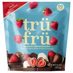 Tru Fru Frozen Fresh Strawberries In Dark & White Chocolate - 8 Oz