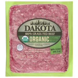 Dakota Grass Fed Organic Ground Beef 85% Lean 15% Fat - 16 Oz