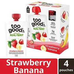 Too Good Strawberry Banana Kids Pouch, 4-3.5 Oz, 14 Oz - 4-3.5oz