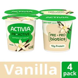 Dannon Activia Proactive Vanilla Yogurt - 4 - 5.3 Oz