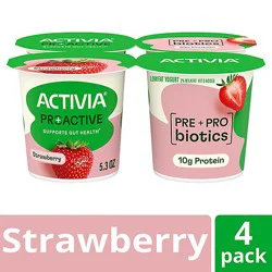 Dannon Activia Proactive Strawberry Yogurt - 4 - 5.3 Oz