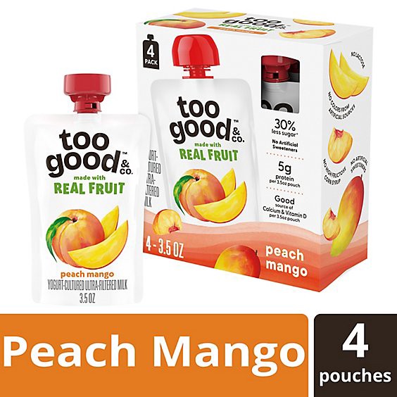 slide 1 of 1, Too Good Kids Peach Mango Yogurt 4-3.5 Oz 14 Oz - 4-3.5oz, 14 oz