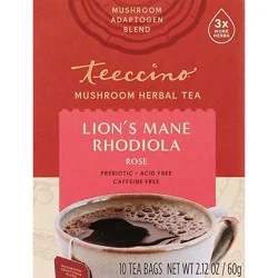 Teeccino Tea Rhodiola Mushroom - 10 Ct