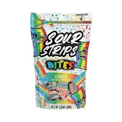 Sour Strips Bites Rainbow Flavored Chewy Candy Bag - 6.35 Oz