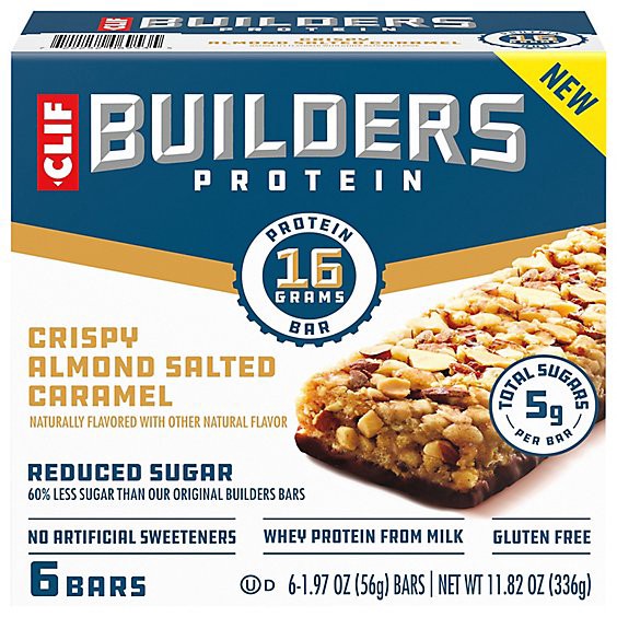 slide 1 of 3, Clif Builders Crspy Almd Sltd Caramel Ls - 11.82oz, 11.82 oz