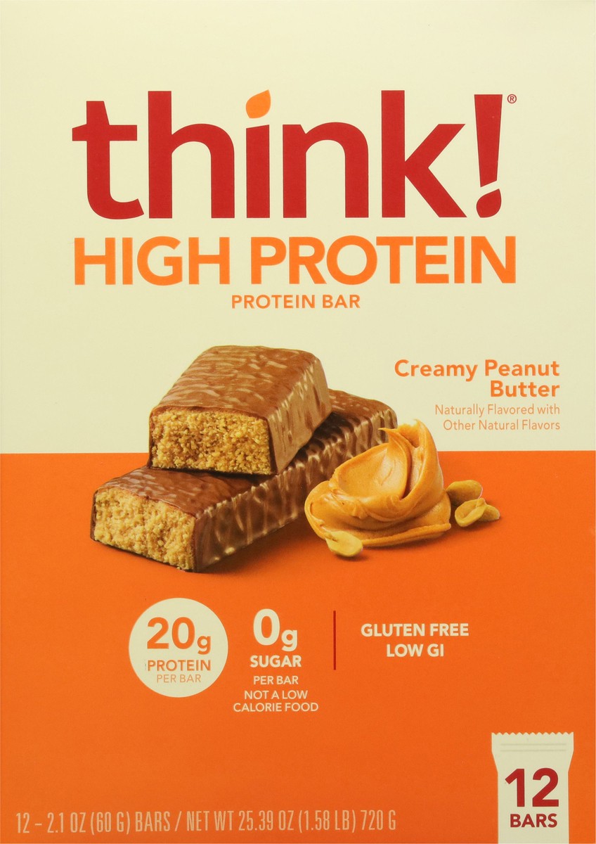slide 13 of 15, Think High Protein Creamy Peanut Butter - 12-2.1o, 12 ct; 2.1o