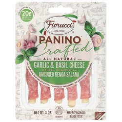 Fiorucci All Natural Garlic & Basil Cheese Uncured Genoa Crafted Panino - 3 Oz