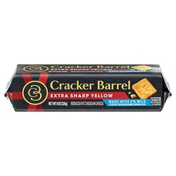 Cracker Barrel Extra Sharp Yellow Cheddar Cheese Made With 2% Milk 8 Oz Chunk - 8 Oz