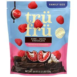 Tru Fru Frozen Fresh Raspberries In Dark & White Chocolate 18 Oz Resealable Pouch - 18 Oz
