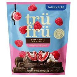 Tru Fru Frozen Fresh Raspberries In Dark & White Chocolate 18 Oz Resealable Pouch - 18 Oz
